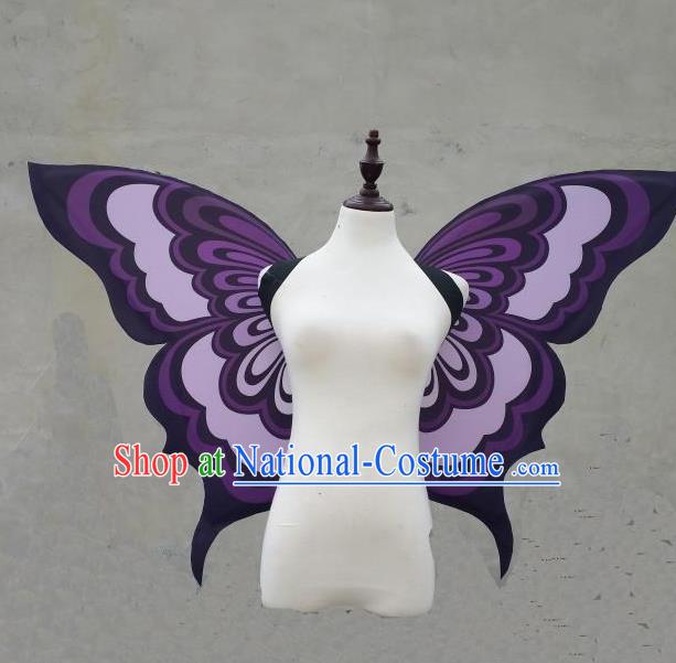 Custom Cosplay Fairy Props Stage Show Purple Butterfly Wings Halloween Fancy Ball Wear Carnival Parade Accessories Miami Catwalks Back Decorations