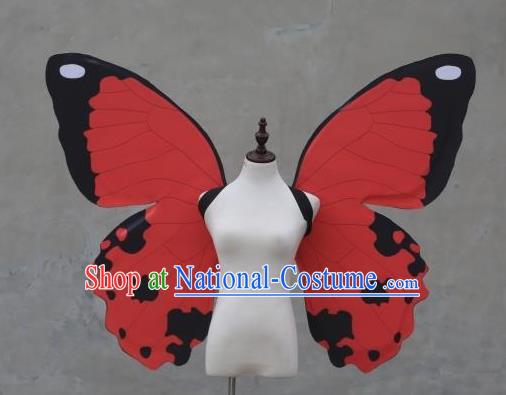 Custom Carnival Parade Accessories Miami Show Back Decorations Cosplay Butterfly Fairy Props Catwalks Red Wings Halloween Fancy Ball Wear