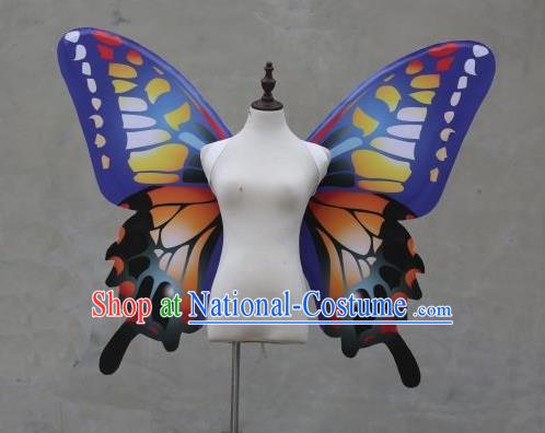 Custom Catwalks Angel Blue Wings Halloween Fancy Ball Wear Carnival Parade Accessories Miami Show Back Decorations Cosplay Butterfly Fairy Props