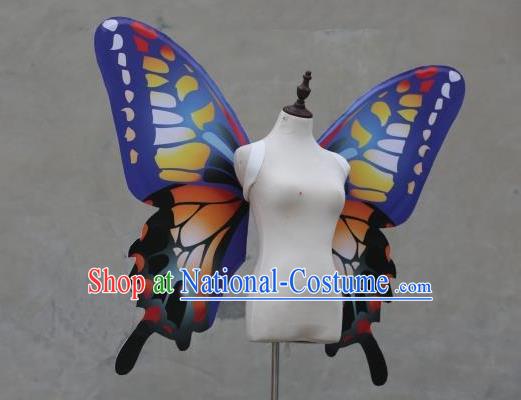 Custom Catwalks Angel Blue Wings Halloween Fancy Ball Wear Carnival Parade Accessories Miami Show Back Decorations Cosplay Butterfly Fairy Props