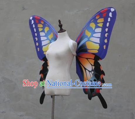 Custom Catwalks Angel Blue Wings Halloween Fancy Ball Wear Carnival Parade Accessories Miami Show Back Decorations Cosplay Butterfly Fairy Props