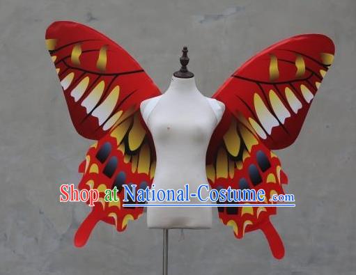 Custom Cosplay Butterfly Fairy Props Catwalks Angel Red Wings Halloween Fancy Ball Wear Carnival Parade Accessories Miami Show Back Decorations