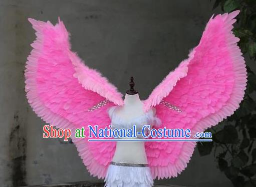 Custom Miami Show Back Decorations Cosplay Pink Feather Angel Wings Catwalks Model Props Halloween Fancy Ball Accessories Carnival Parade Wear