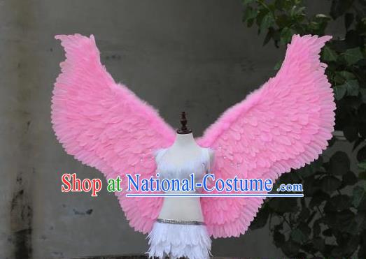 Custom Halloween Fancy Ball Accessories Carnival Parade Wear Miami Show Back Decorations Cosplay Pink Feather Angel Wings Catwalks Model Props