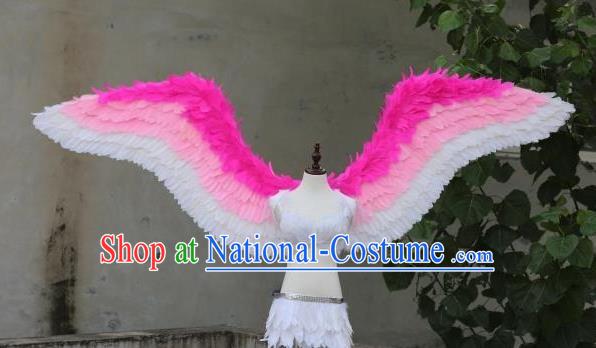 Custom Cosplay Fancy Ball Back Decorations Model Show Props Halloween Catwalks Wear Carnival Parade Accessories Miami Angel Pink Feathers Wings