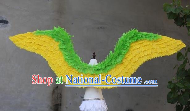 Custom Miami Angel Yellow Feathers Wings Cosplay Fancy Ball Back Decorations Model Show Props Halloween Catwalks Wear Carnival Parade Accessories