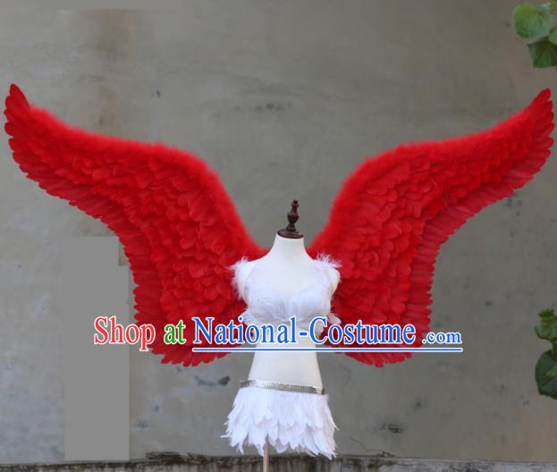 Custom Fancy Ball Deluxe Decorations Stage Show Props Halloween Cosplay Wear Carnival Parade Back Accessories Miami Angel Red Feathers Wings