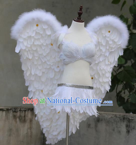 Custom Miami Angel White Feathers Wings Fancy Ball Deluxe Decorations Stage Show Props Halloween Cosplay Wear Carnival Parade Back Accessories