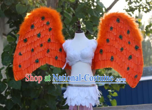 Custom Halloween Cosplay Decorations Stage Show Props Opening Dance Wear Carnival Parade Back Accessories Miami Angel Orange Feather Wings