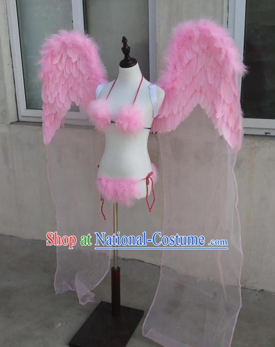 Custom Stage Show Giant Props Opening Dance Wear Carnival Parade Back Accessories Miami Angel Pink Feather Wings Halloween Cosplay Decorations