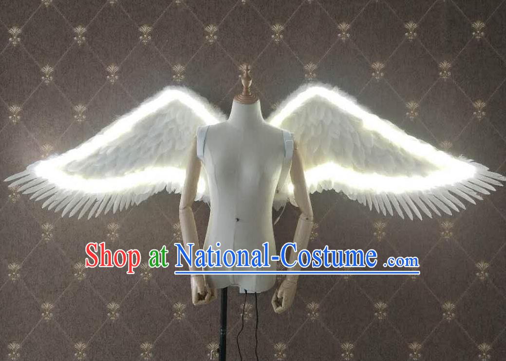 Custom Cosplay Angel Feather Wings Halloween Performance Decorations Stage Show LED Props Opening Dance Wear Miami Parade Accessories