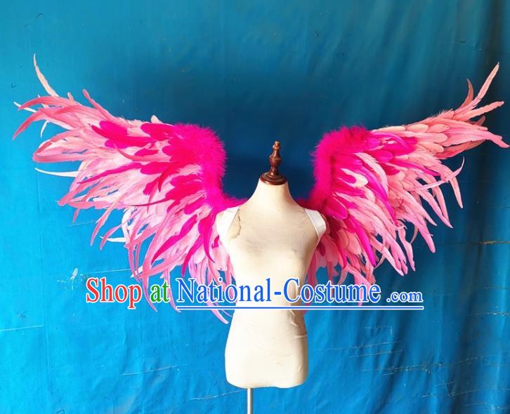 Custom Catwalks Angel Props Halloween Fancy Ball Back Accessories Carnival Parade Wear Miami Show Pink Feathers Decorations Cosplay Deluxe Wings