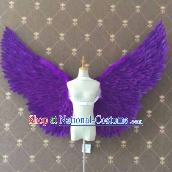 Custom Opening Dance Angel Wear Miami Show Accessories Christmas Purple Feathers Wings Halloween Performance Decorations Stage Show Props