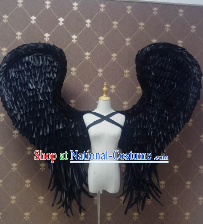 Custom Halloween Cosplay Demon Decorations Stage Show Props Opening Dance Deluxe Wear Miami Show Accessories Christmas Black Feathers Wings