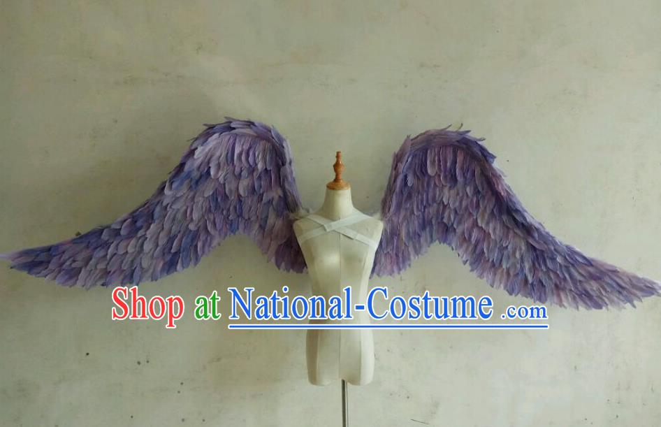 Custom Halloween Cosplay Back Decorations Stage Show Purple Feather Props Opening Dance Wear Miami Show Accessories Christmas Angel Wings