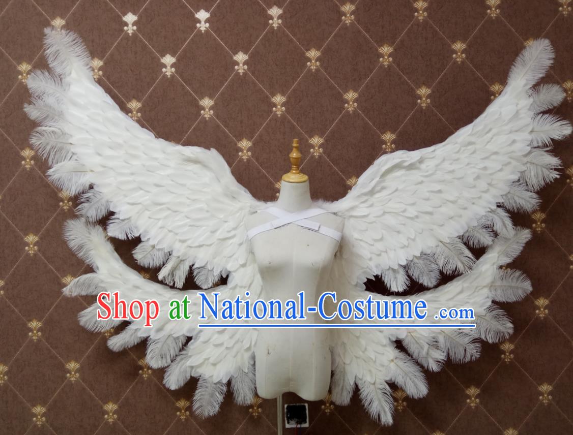 Custom Christmas Giant Angel Wings Halloween Cosplay Back Decorations Stage Show Deluxe White Feather Props Opening Dance Wear Miami Show Accessories