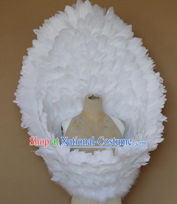 Custom Christmas Catwalks Props Opening Dance White Feather Wings Carnival Parade Accessories Miami Stage Show Wear