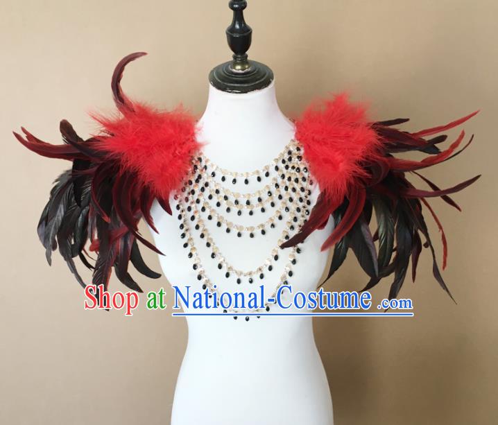 Top Miami Catwalks Decorations Stage Show Prop Brazilian Carnival Epaulet Samba Dance Feather Shoulder Accessories