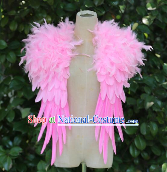 Top Samba Dance Pink Feather Shoulder Accessories Miami Catwalks Cape Decorations Stage Show Prop Brazilian Carnival Epaulet