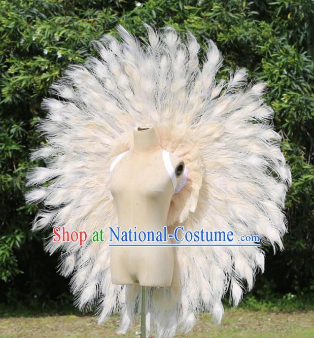 Custom Carnival Parade Back Accessories Miami Stage Show Beige Feather Wear Christmas Catwalks Props Opening Dance Deluxe Angel Wings