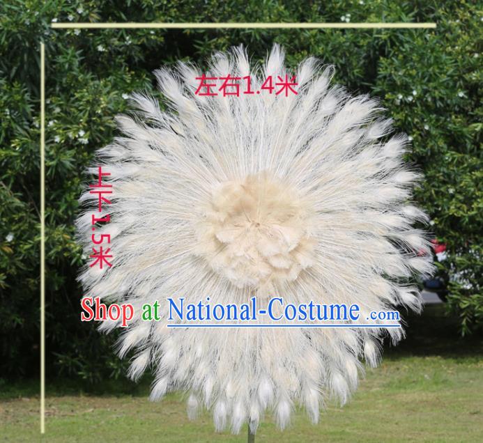 Custom Carnival Parade Back Accessories Miami Stage Show Beige Feather Wear Christmas Catwalks Props Opening Dance Deluxe Angel Wings