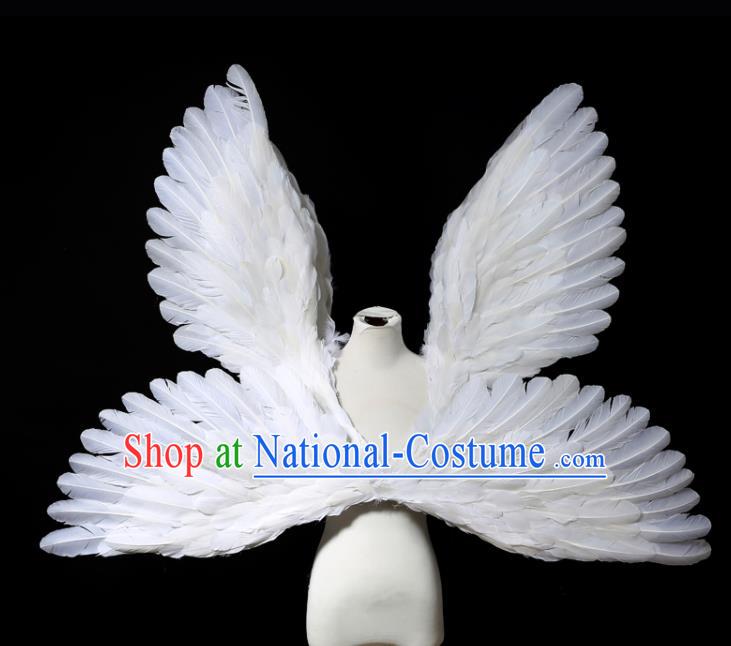 Custom Christmas Catwalks Props Opening Dance Deluxe Butterfly Wings Carnival Parade Accessories Miami Stage Show White Feather Wear