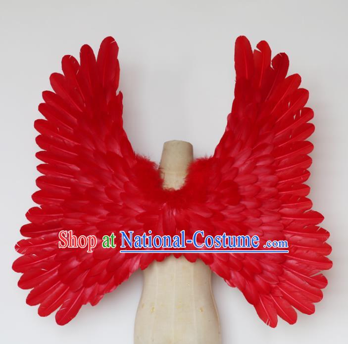 Custom Miami Stage Show Wear Christmas Catwalks Props Opening Dance Red Feather Wings Carnival Parade Back Accessories