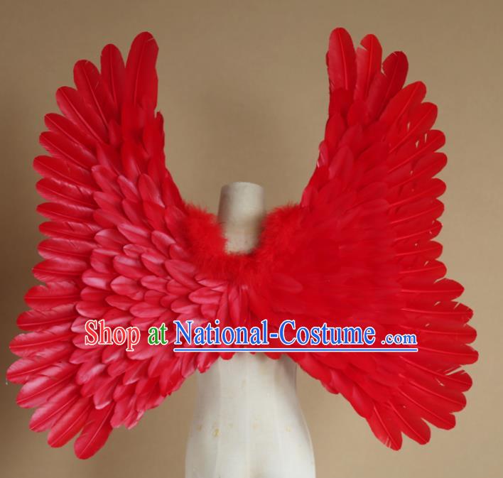 Custom Miami Stage Show Wear Christmas Catwalks Props Opening Dance Red Feather Wings Carnival Parade Back Accessories