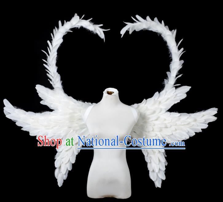 Custom Carnival Parade Accessories Miami Stage Show White Feather Wear Christmas Catwalks Props Opening Dance Butterfly Wings