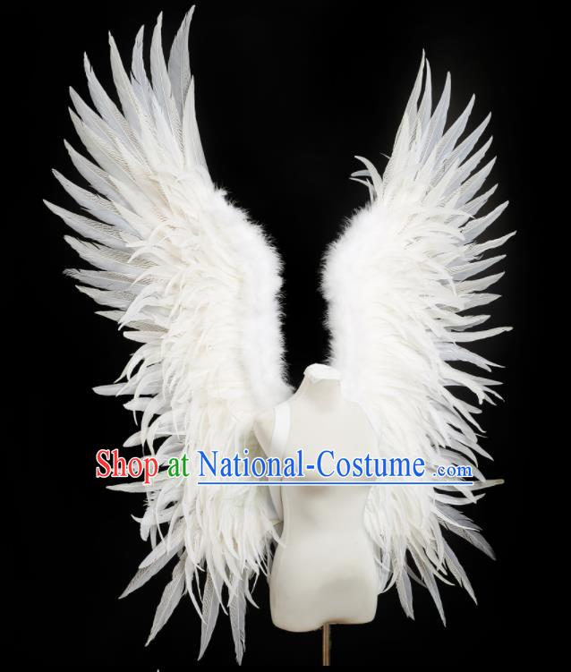 Custom Opening Dance Props Carnival Parade White Feather Wings Miami Stage Performance Wear Christmas Catwalks Giant Wings