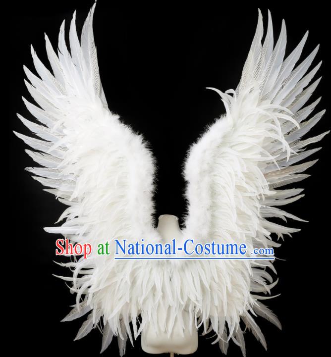 Custom Opening Dance Props Carnival Parade White Feather Wings Miami Stage Performance Wear Christmas Catwalks Giant Wings