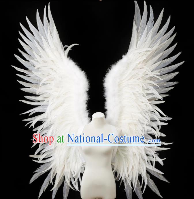 Custom Opening Dance Props Carnival Parade White Feather Wings Miami Stage Performance Wear Christmas Catwalks Giant Wings