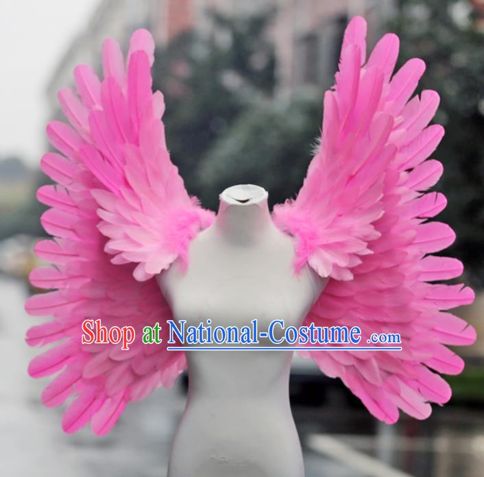 Custom Carnival Parade Back Accessories Miami Stage Show Wear Christmas Catwalks Props Opening Dance Pink Feather Wings