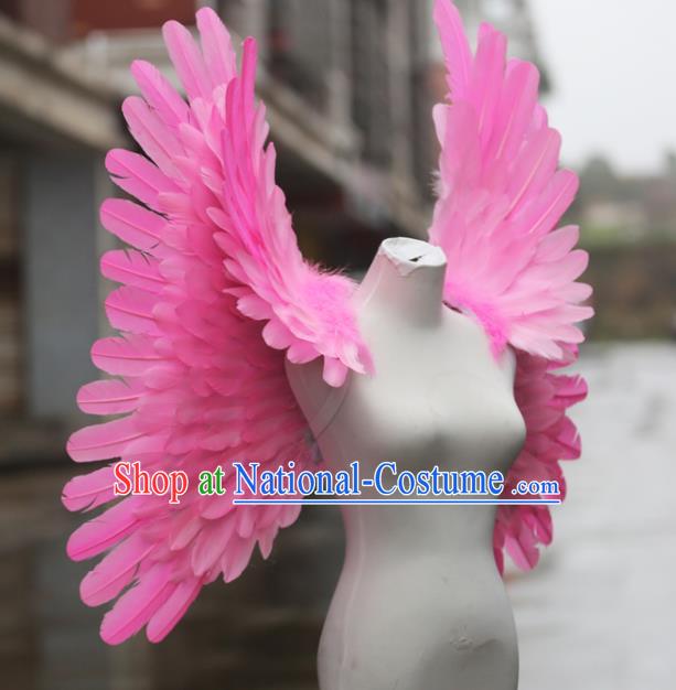 Custom Carnival Parade Back Accessories Miami Stage Show Wear Christmas Catwalks Props Opening Dance Pink Feather Wings