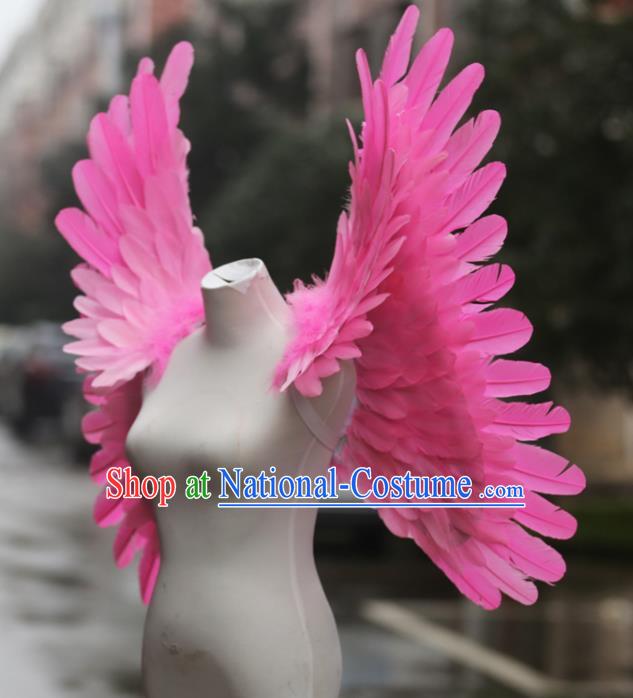 Custom Carnival Parade Back Accessories Miami Stage Show Wear Christmas Catwalks Props Opening Dance Pink Feather Wings