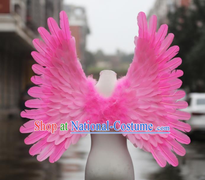 Custom Carnival Parade Back Accessories Miami Stage Show Wear Christmas Catwalks Props Opening Dance Pink Feather Wings