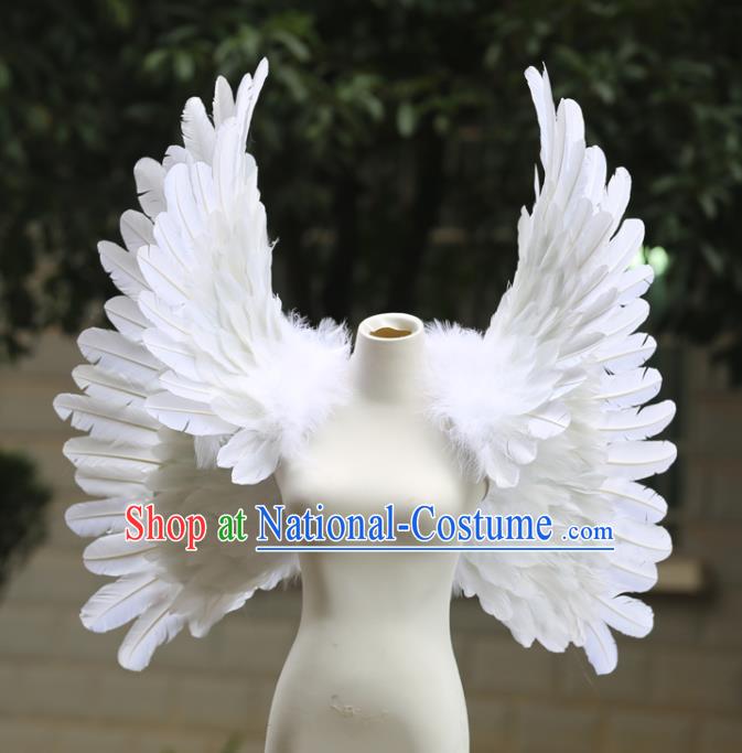 Custom Opening Dance White Feather Wings Carnival Parade Back Accessories Miami Stage Show Wear Christmas Catwalks Props