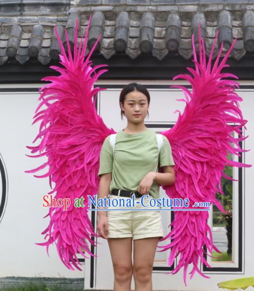 Custom Halloween Catwalks Feather Wing Props Opening Ceremony Back Accessories Carnival Parade Rosy Feathers Wings Miami Angel Show Wear