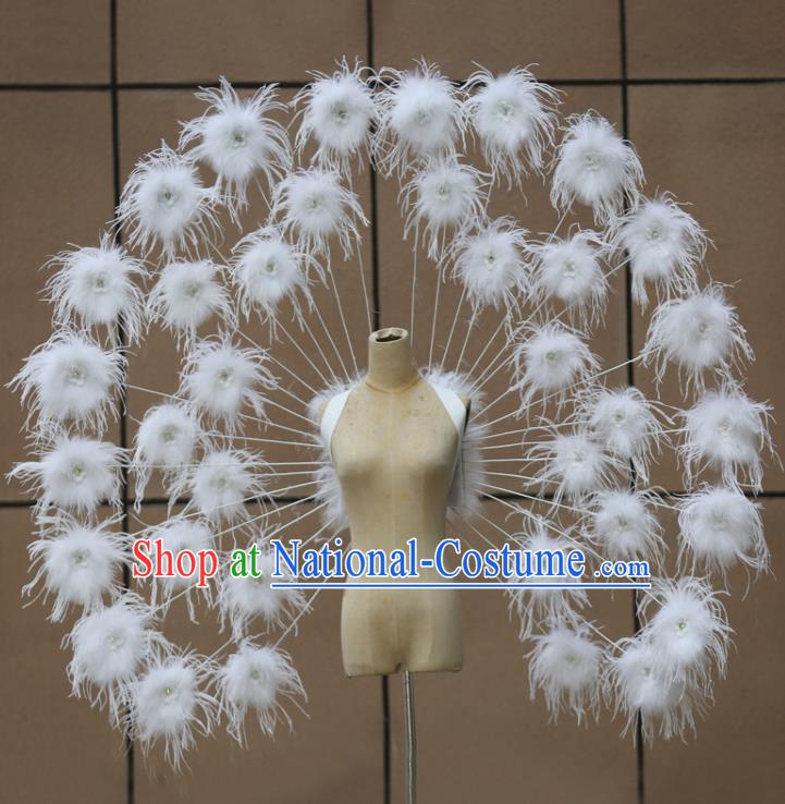 Custom Miami Stage Show Wear Halloween Catwalks Feather Wing Props Opening Ceremony Back Accessories Carnival Parade White Feathers Wings