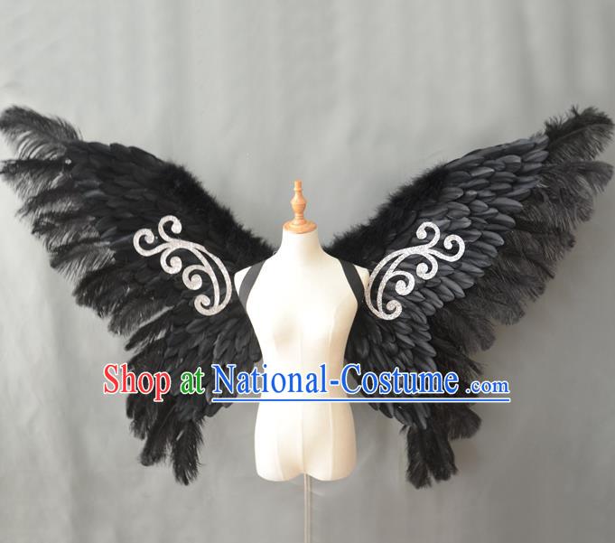 Custom Halloween Cosplay Fairy Wing Props Opening Ceremony Back Accessories Carnival Parade Black Feathers Butterfly Wings Miami Stage Show Wear