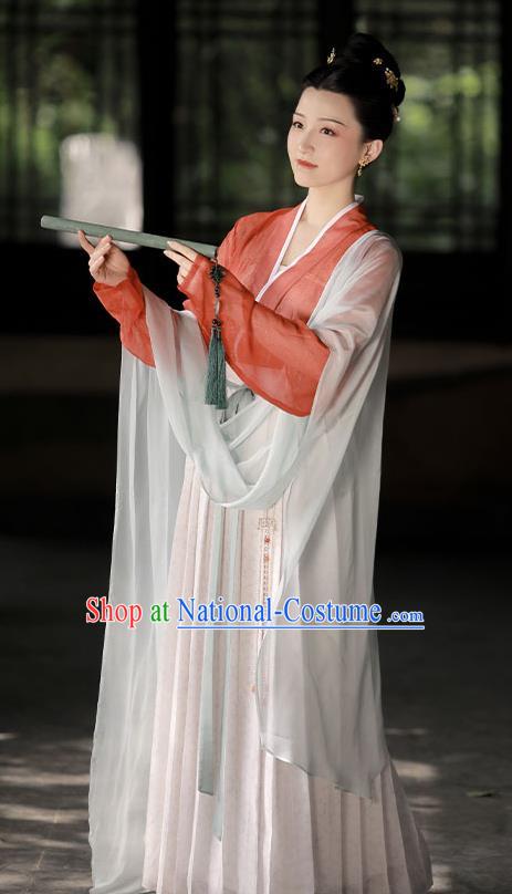 China Song Dynasty Palace Lady Historical Clothing Traditional Court Woman Hanfu Dress Ancient Garment Costumes