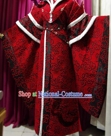 Chinese Traditional Cosplay Swordsman Clothing Puppet Show Prince Xuan Tong Garment Costumes Ancient Noble Childe Red Robe Uniforms