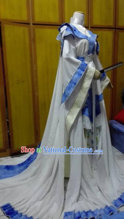 Chinese Ancient Noble Childe Robe Uniforms Traditional Cosplay Swordsman Clothing Puppet Show Royal Highness Mo Zhaonu Garment Costumes