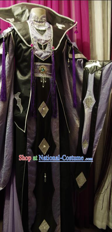 Chinese Puppet Show Royal Highness Liang Wuji Garment Costumes Ancient Noble King Robe Uniforms Traditional Cosplay Swordsman Clothing