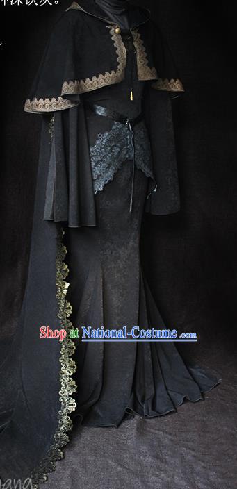 Top Cosplay Queen Black Dress Gothic Royal Countess Garment Costume Demon Angel Clothing