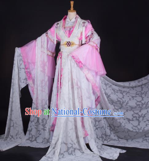 China Cosplay Fairy Pink Dress Outfits Traditional Puppet Show Princess Garment Costumes Ancient Court Beauty Clothing