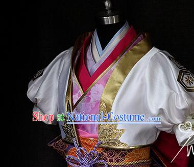 Top Traditional Kung Fu Lady Clothing Cosplay Female Knight Printing Pink Dress Sengoku Musou Swordswoman Garment Costume