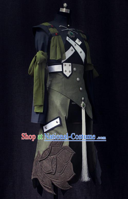 Custom Western Assassin Olive Green Suits Cosplay Knight Clothing Game Puppet Show Swordsman Garment Costumes