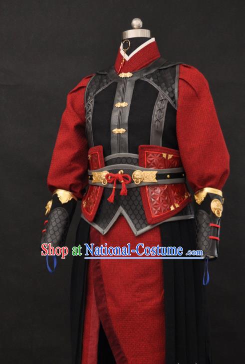 Chinese Ancient Swordsman Red Uniforms Traditional Cosplay Young Knight Clothing Swords of Legends Warrior Garment Costumes