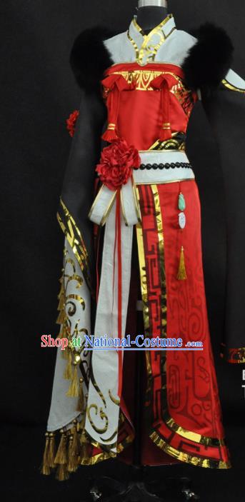 Top Cosplay Female Knight Red Dress Outfits Game Character Swordswoman Garment Costumes Traditional Moonlight Blade Clothing